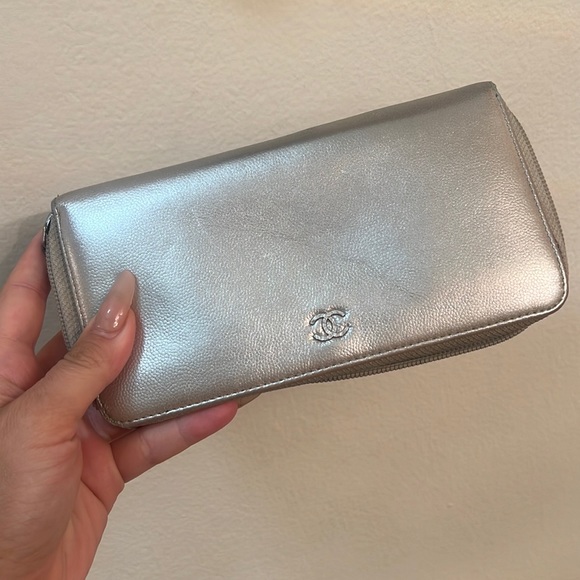 CHANEL Handbags - Silver Chanel Wallet